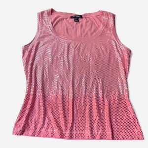 ST. JOHN Pink Ombre Square Sequin Scoop Neckline Breezy Tank Top •Size small
